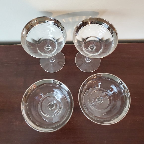 Glastonbury-Lotus Platinum Champagne/Sherbet 5 3/4" Glasses Vtg Glows ~ Set Of 4 - Picture 5 of 12